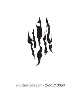  marca da garra de estilo flame. Marcas de garra curvas que lembram fogo, negrito e dramático.