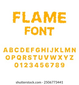 Flame style font, letters and numbers