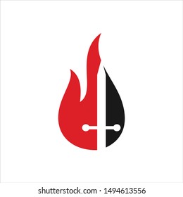 Flame and Sword Logo. Fire Symbol. Icon Vector Eps 10.