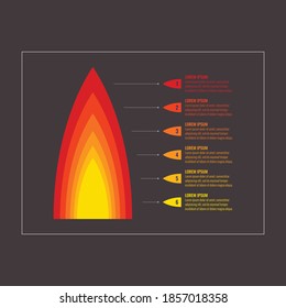 flame symbol infographic template. five option information template