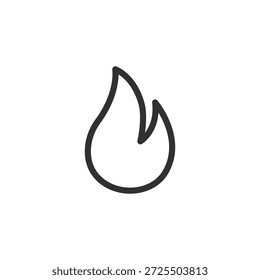 Símbolo de llama, icono lineal. Fuego y energía térmica. Línea con trazo editable.