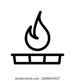 Flame symbol over a burner grid representing heat, fire or gas supply