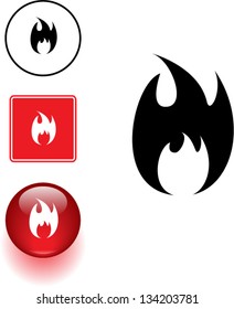flame symbol sign and button