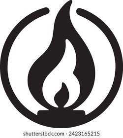 The flame symbolizes energy, passion, and continuity, while the encompassing circle suggests protection and eternity.