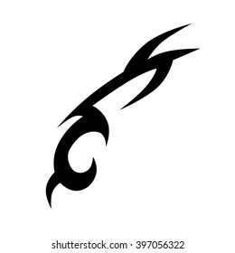 Flame tattoo tribal vector design sketch. Fire black isolated template logo on white background.
