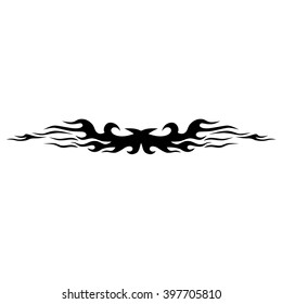 Flame tattoo tribal vector design sketch. Fire black isolated template logo on white background.