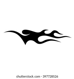 Flame tattoo tribal vector design sketch. Fire black isolated template logo on white background.