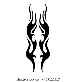 Flame tattoo tribal vector design sketch. Fire black isolated template logo on white background.