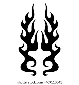 Flame tattoo tribal vector design sketch. Fire black isolated template logo on white background.