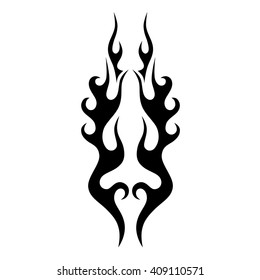 Flame tattoo tribal vector design sketch. Fire black isolated template logo on white background.