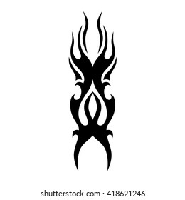 Flame tattoo tribal vector design sketch. Fire black isolated template logo on white background.