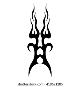 Flame tattoo tribal vector design sketch. Fire black isolated template logo on white background.