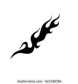 Flame tattoo tribal vector design sketch. Fire black isolated template logo on white background.