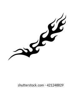 Flame tattoo tribal vector design sketch. Fire black isolated template logo on white background.