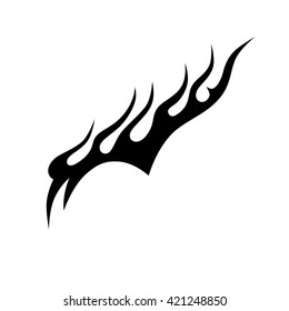 Flame tattoo tribal vector design sketch. Fire black isolated template logo on white background.
