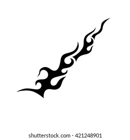 Flame tattoo tribal vector design sketch. Fire black isolated template logo on white background.