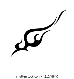 Flame tattoo tribal vector design sketch. Fire black isolated template logo on white background.