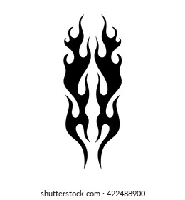 Flame tattoo tribal vector design sketch. Fire black isolated template logo on white background.