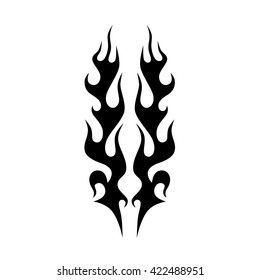 Flame tattoo tribal vector design sketch. Fire black isolated template logo on white background.