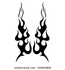 Flame tattoo tribal vector design sketch. Fire black isolated template logo on white background.