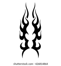 Flame tattoo tribal vector design sketch. Fire black isolated template logo on white background.