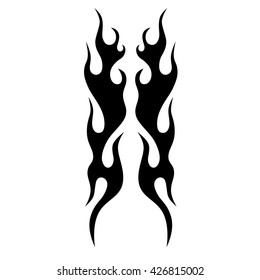 Flame tattoo tribal vector design sketch. Fire black isolated template logo on white background.