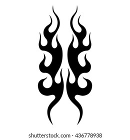 Flame tattoo tribal vector design sketch. Fire black isolated template logo on white background.