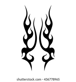 Flame tattoo tribal vector design sketch. Fire black isolated template logo on white background.