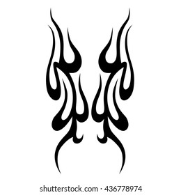 Flame tattoo tribal vector design sketch. Fire black isolated template logo on white background.