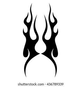 Flame tattoo tribal vector design sketch. Fire black isolated template logo on white background.