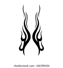 Flame tattoo tribal vector design sketch. Fire black isolated template logo on white background.