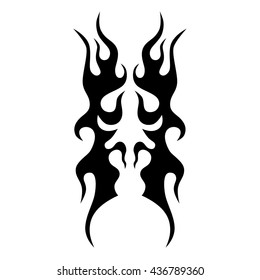 Flame tattoo tribal vector design sketch. Fire black isolated template logo on white background.