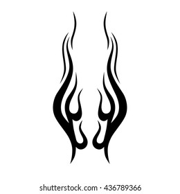 Flame tattoo tribal vector design sketch. Fire black isolated template logo on white background.