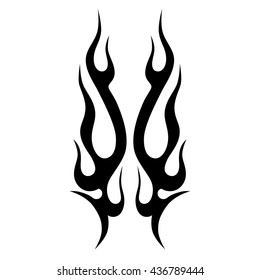 Flame tattoo tribal vector design sketch. Fire black isolated template logo on white background.