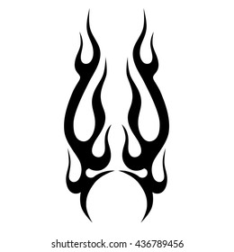 Flame tattoo tribal vector design sketch. Fire black isolated template logo on white background.