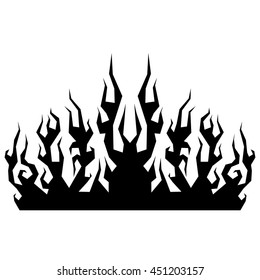 Flame tattoo tribal vector design sketch. Fire black isolated template logo on white background.