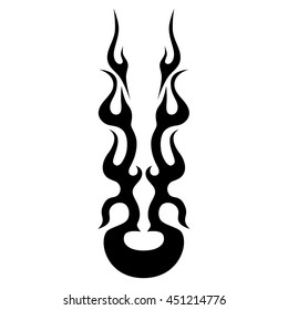 Flame tattoo tribal vector design sketch. Fire black isolated template logo on white background.