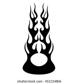 Flame tattoo tribal vector design sketch. Fire black isolated template logo on white background.