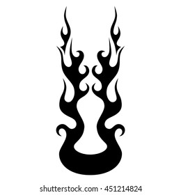 Flame tattoo tribal vector design sketch. Fire black isolated template logo on white background.