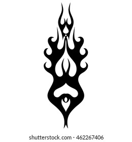 Flame tattoo tribal vector design sketch. Fire black isolated template logo on white background.