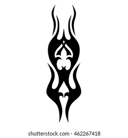 Flame tattoo tribal vector design sketch. Fire black isolated template logo on white background.