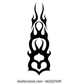 Flame tattoo tribal vector design sketch. Fire black isolated template logo on white background.