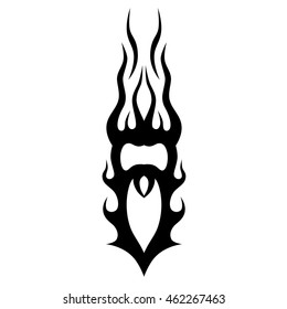 Flame tattoo tribal vector design sketch. Fire black isolated template logo on white background.