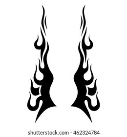 Flame tattoo tribal vector design sketch. Fire black isolated template logo on white background.