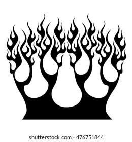 Flame tattoo tribal vector design sketch. Fire black isolated template logo on white background.