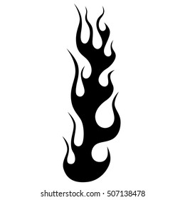 Flame tattoo tribal vector design sketch. Fire black isolated template logo on white background.