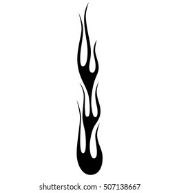 Flame tattoo tribal vector design sketch. Fire black isolated template logo on white background.