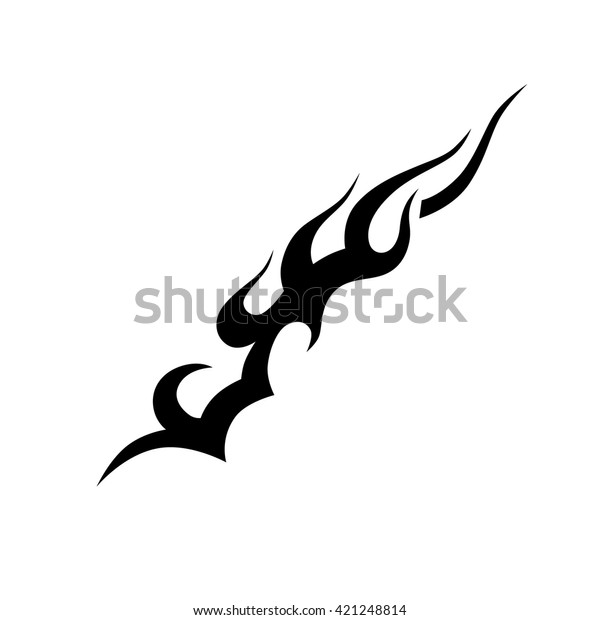 Flame tattoo tribal vector\
design sketch. Fire black isolated template logo on white\
background.