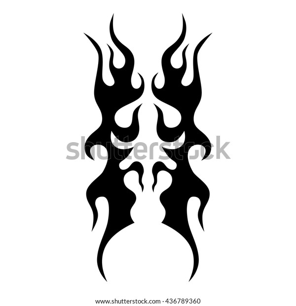 Flame tattoo tribal vector
design sketch. Fire black isolated template logo on white
background.
