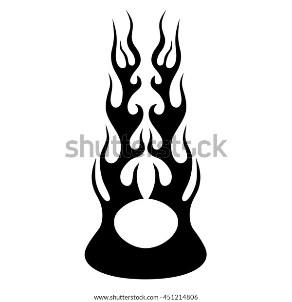 Flame tattoo tribal vector
design sketch. Fire black isolated template logo on white
background.